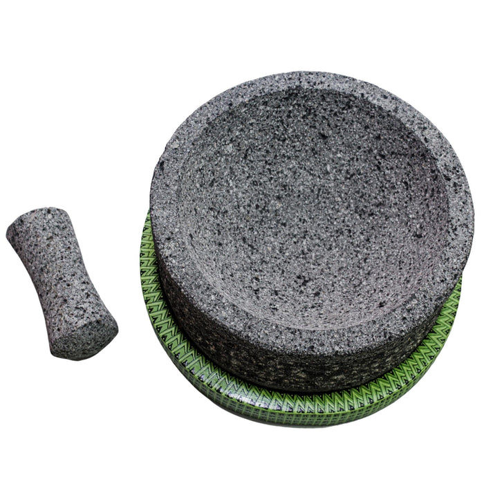Pre-Order Item: Yolia 20 cm Molcajete con base de diseño de alebrije Verde