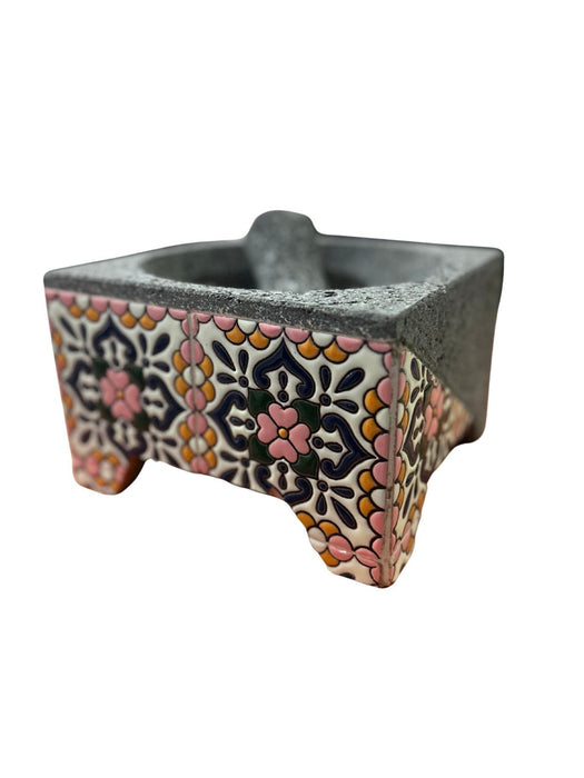 Molcajete Talavera Rosa 20 cm Artesanal