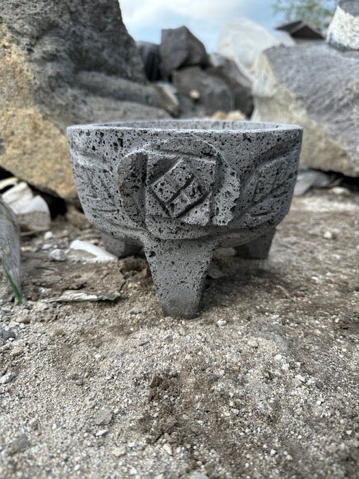 Hecho al ordenar Molcajete Rosa Doble de piedra Volcanica 7 pulgadas