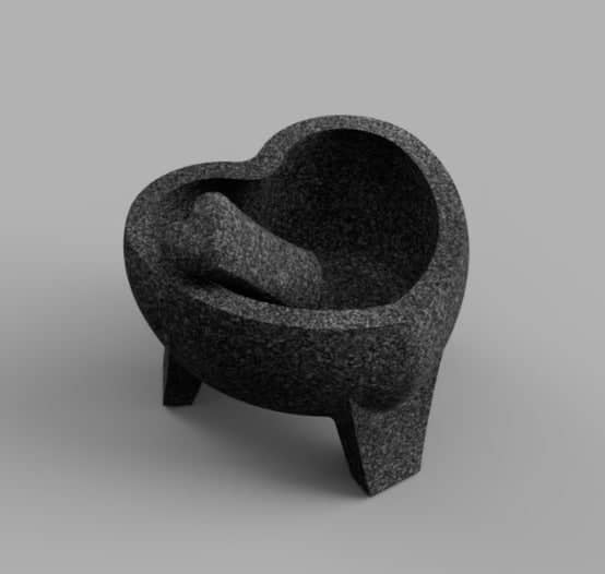 Molcajete Amoroso de 20 cm:  Diseño en Forma de Corazón y Tapa de Madera