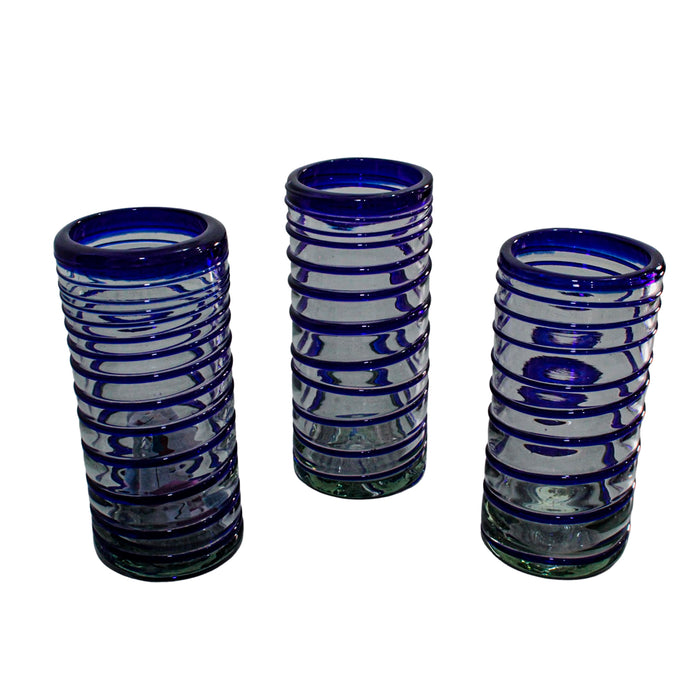 Set de 3 vasos rayados de vidrio soplado de 577ml (19.5oz)