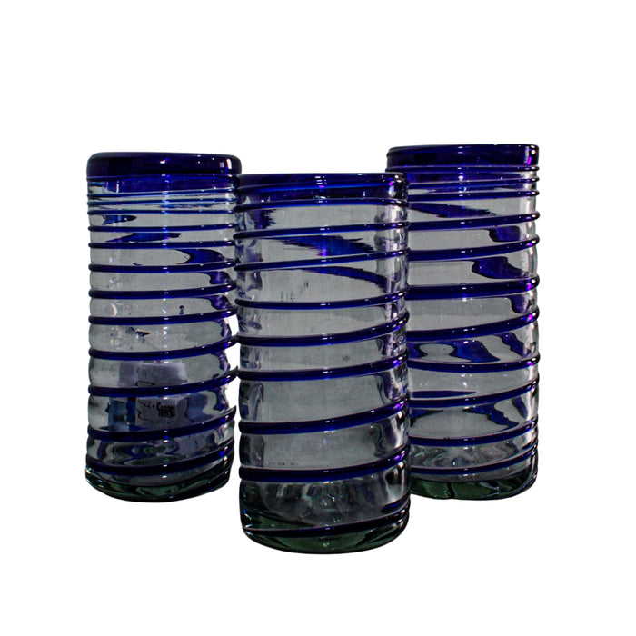 Set de 3 vasos rayados de vidrio soplado de 577ml (19.5oz)