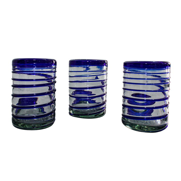 Set de 3 vasos rayados de 385ml(13oz) de vidrio soplado