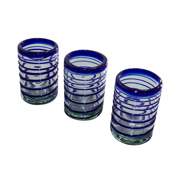 Set de 3 vasos rayados de 385ml(13oz) de vidrio soplado