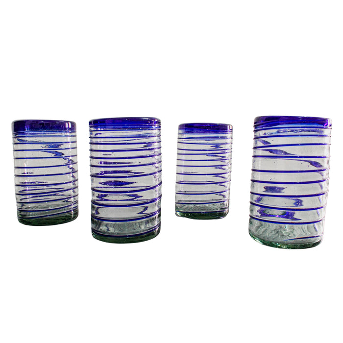 Set de 4 vasos de 16oz/473ml de vidrio soplado Espiral