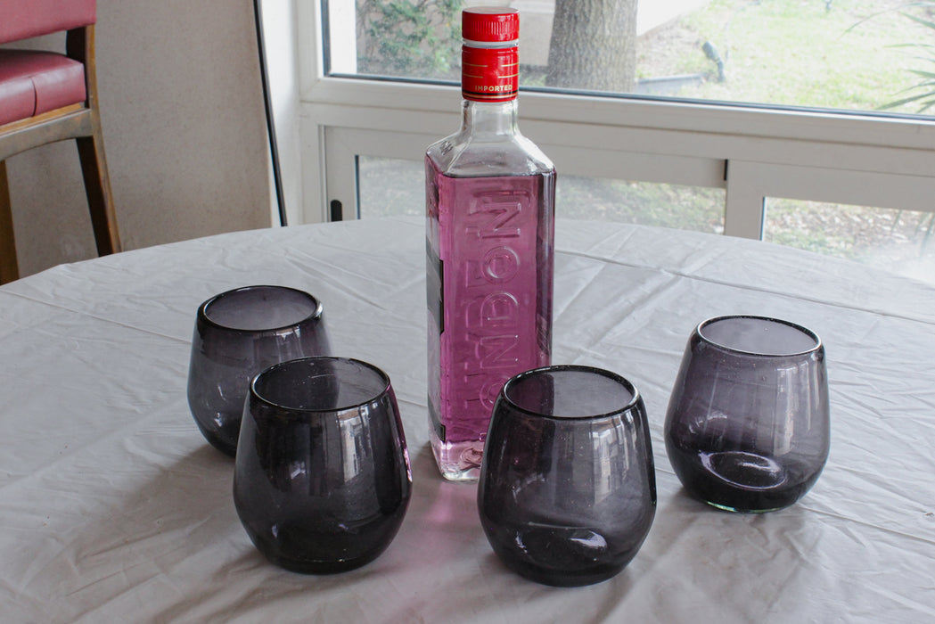 4 vasos para whiskey de vidrio de 14oz (414ml) soplado color humo