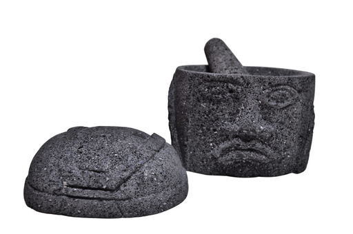 Molcajete Mexicano Cabeza Olmeca Grande 9 PuLG. Artesanal