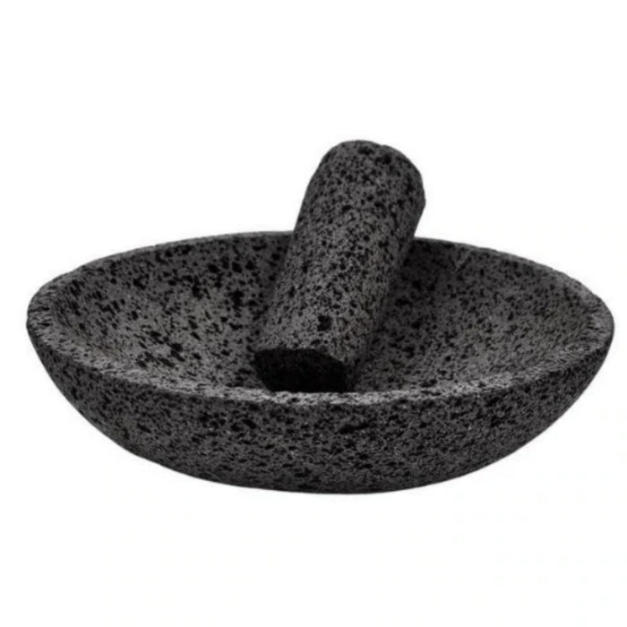 Molcajete Caxitl de Piedra Volcánica de 17cm/6.6in de diámetro, Molcajete en forma de tazón / Cuenco Artesanal Especial para Hacer Salsas para Gratinar
