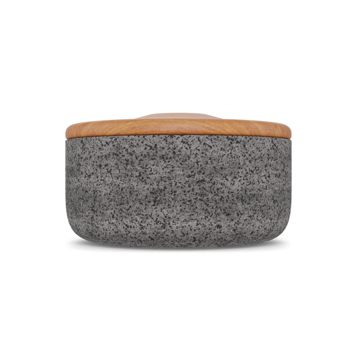 Tortillero Mapilli de piedra volcánica y tapa de Madera parota minimalista