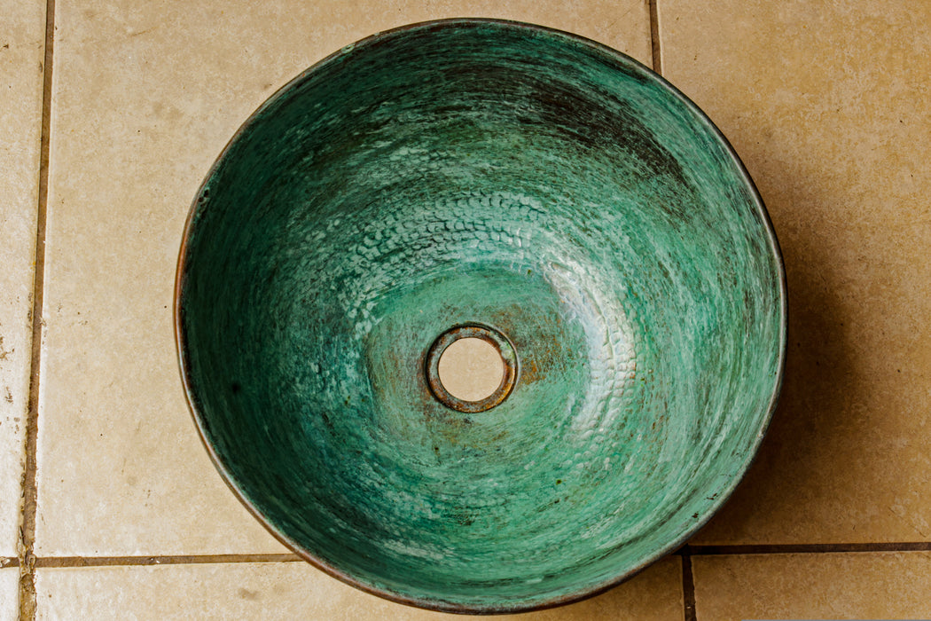 Lavabo Ovalin de Cobre Verde Jade 35cm/13.7in de diametro