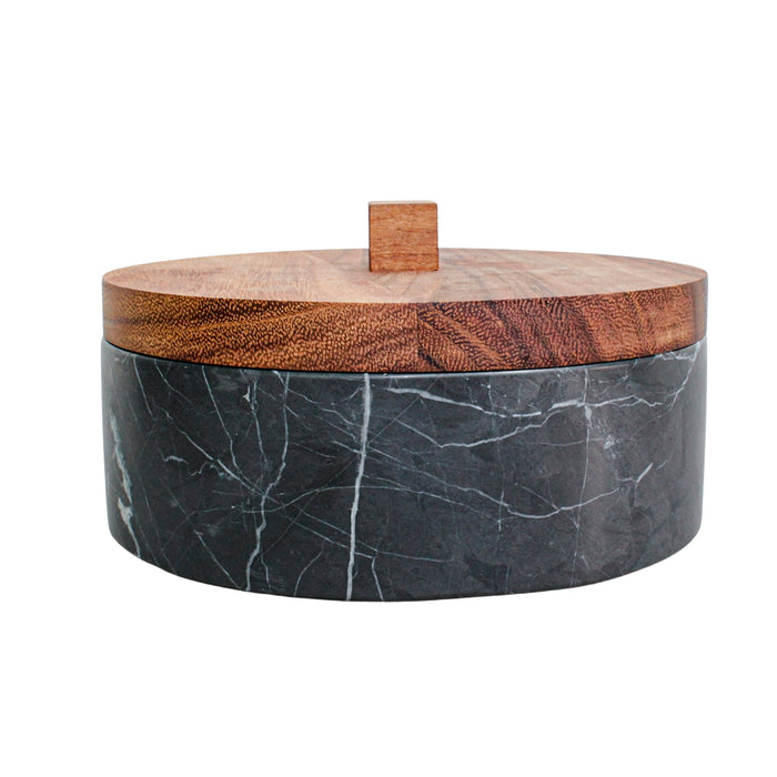 Tortillero Plano de marmol negro con tapa de madera